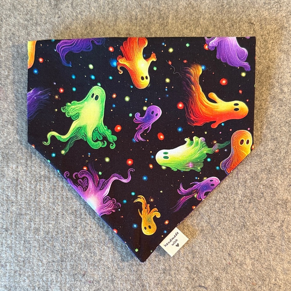 Colorful Ghost Scrunchie Dog Bandana